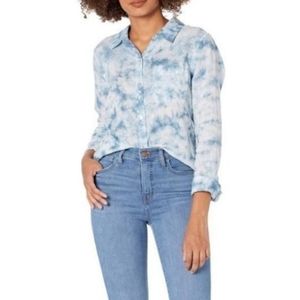 Faherty Women's Malibu Linen Ocean Tie Dye Shibori Shirt Blouse